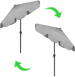 Springos Parasol ogrodowy kwadratowy 240 cm duży składany z korbką na balkon, taras jasnoszary UNIWERSALNY 18