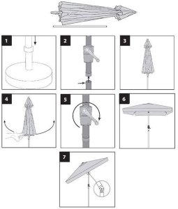Springos Parasol ogrodowy kwadratowy 240 cm duży składany z korbką na balkon, taras jasnoszary UNIWERSALNY 19