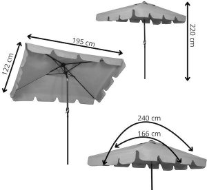Springos Parasol ogrodowy kwadratowy 240 cm duży składany z korbką na balkon, taras jasnoszary UNIWERSALNY 20