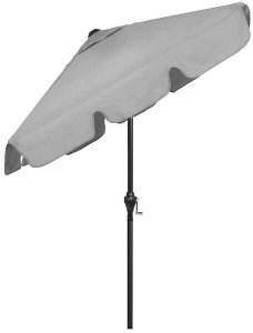 Springos Parasol ogrodowy kwadratowy 240 cm duży składany z korbką na balkon, taras jasnoszary UNIWERSALNY 2