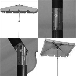 Springos Parasol ogrodowy kwadratowy 240 cm duży składany z korbką na balkon, taras jasnoszary UNIWERSALNY 10