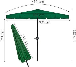 Springos Parasol ogrodowy składany 410 cm duży na balkon zielony UNIWERSALNY 10
