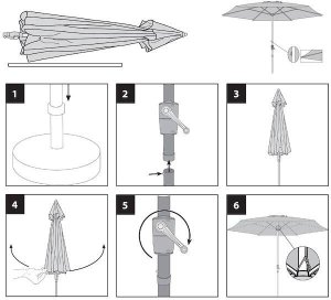 Springos Parasol ogrodowy z regulacją kąta pochylenia 300 cm duży na balkon, taras beżowy UNIWERSALNY 14