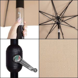 Springos Parasol ogrodowy z regulacją kąta pochylenia 300 cm duży na balkon, taras beżowy UNIWERSALNY 2