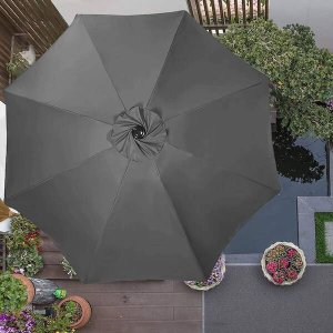 Springos Parasol ogrodowy z korbą 410 cm duży składany na balkon, taras ciemnoszary UNIWERSALNY 13