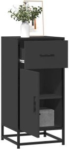 vidaXL Szafka, czarna, 35,5x35x76 cm, materiał drewnopochodny i metal 2
