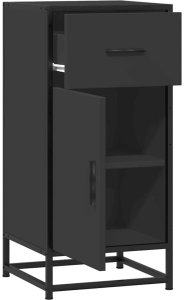 vidaXL Szafka, czarna, 35,5x35x76 cm, materiał drewnopochodny i metal 5