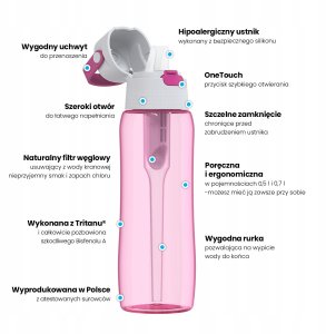 Dafi Butelka filtrująca 0,5l flamingowa barwiona 5