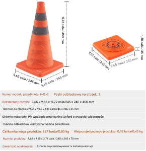 Składane Pachołki Drogowe 2 Sztuki 45 cm 2