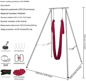 Stojak z Hamakiem Aerial Yoga Czerwony 7