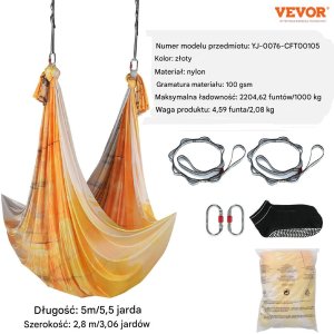 Zestaw Hamak do Aerial Yoga Złoty Gradient 2