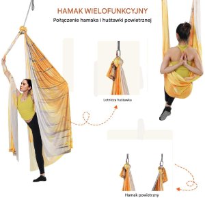 Zestaw Hamak do Aerial Yoga Złoty Gradient 4
