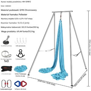Stojak z Hamakiem Aerial Yoga Niebieski 2