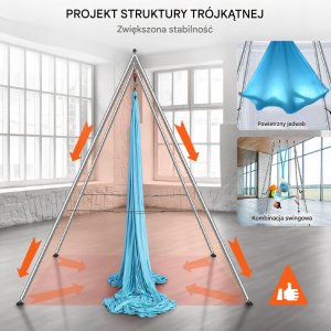 Stojak z Hamakiem Aerial Yoga Niebieski 4