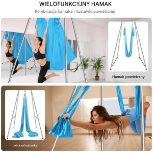 Stojak z Hamakiem Aerial Yoga Niebieski 5