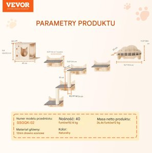 Wiszące Półki dla Kota Zestaw 5-częściowy 2