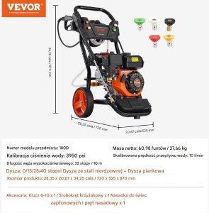 Gazowa Myjka Ciśnieniowa 3950 PSI 10 L/min 2