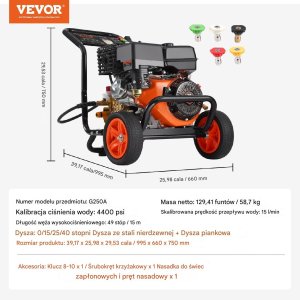 Myjka ciśnieniowa Vevor Gazowa Myjka Ciśnieniowa 4400 PSI 15 L/min 2
