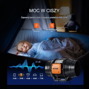 Vevor Wentylator Kanałowy 15 cm 3
