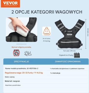 Regulowana kamizelka obciążeniowa 5-14,5 kg 2