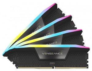 CORSAIR VENGEANCE RGB 96GB 4x24GB DDR5 6000MT/s DIMM Unbuffered 30-36-36-76 Std PMIC XMP 3.0 Black Heatspreader 1.4V 1