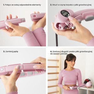 ZESTAW HULA HOP HHW09 PINK Z PIŁKĄ GRAWITACYJNĄ I LICZNIKIEM HMS + PAS BR163 BLACK 7