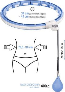 HMS ZESTAW HULA HOP MAGNETYCZNY BLUE HHM15 Z LICZNIKIEM HMS + PAS BR163 BLACK PLUS SIZE 14