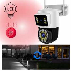 Podwójna Kamera Wifi ZEWNĘTRZNA 8MPx Obrotowa ULTRA HD BIAŁA ZOOM DETEKCJA [TS-Smart] 11