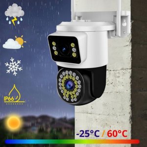 Podwójna Kamera Wifi ZEWNĘTRZNA 8MPx Obrotowa ULTRA HD BIAŁA ZOOM DETEKCJA [TS-Smart] 12