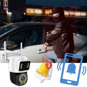 Podwójna Kamera Wifi ZEWNĘTRZNA 8MPx Obrotowa ULTRA HD BIAŁA ZOOM DETEKCJA [TS-Smart] 13