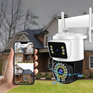 Podwójna Kamera Wifi ZEWNĘTRZNA 8MPx Obrotowa ULTRA HD BIAŁA ZOOM DETEKCJA [TS-Smart] 14