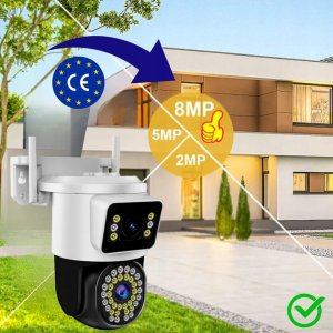 Podwójna Kamera Wifi ZEWNĘTRZNA 8MPx Obrotowa ULTRA HD BIAŁA ZOOM DETEKCJA [TS-Smart] 15