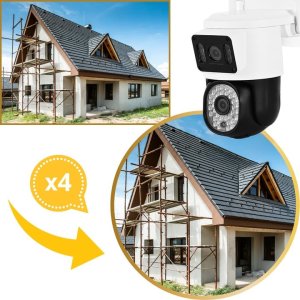Podwójna Kamera Wifi ZEWNĘTRZNA 8MPx Obrotowa ULTRA HD BIAŁA ZOOM DETEKCJA [TS-Smart] 10