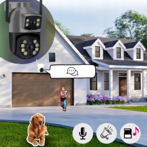 Podwójna Kamera WIFI IP Zewnętrzna Obrotowa 8MPX Mikrofon FUNKCJE AI CZARNA [S-II] 11