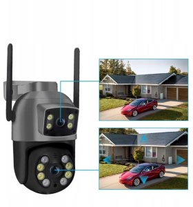 Podwójna Kamera WIFI IP Zewnętrzna Obrotowa 8MPX Mikrofon FUNKCJE AI CZARNA [S-II] 12