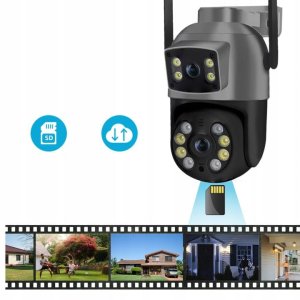 Podwójna Kamera WIFI IP Zewnętrzna Obrotowa 8MPX Mikrofon FUNKCJE AI CZARNA [S-II] 6