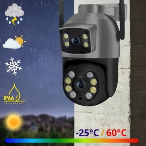 Podwójna Kamera WIFI IP Zewnętrzna Obrotowa 8MPX Mikrofon FUNKCJE AI CZARNA [S-II] 7
