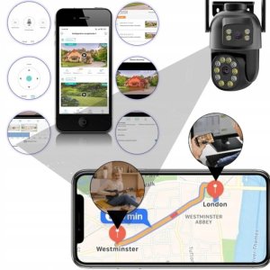 Podwójna Kamera WIFI IP Zewnętrzna Obrotowa 8MPX Mikrofon FUNKCJE AI CZARNA [S-II] 10