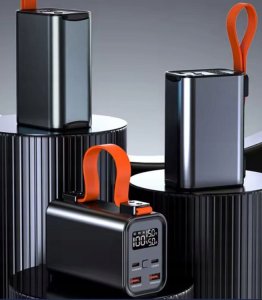 MOCNY POWERBANK 100W 30000mAh AMPEROMIERZ WOLTOMIERZ LATARKA LED 2xPD 2xUSB 9