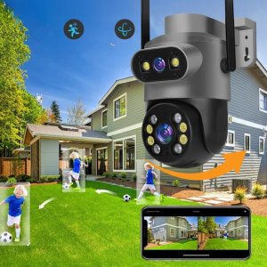 Podwójna Kamera WIFI IP Zewnętrzna Obrotowa 8MPX Detekcja Funkcje AI AUDIO [S-I] 11