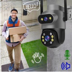 Podwójna Kamera WIFI IP Zewnętrzna Obrotowa 8MPX Detekcja Funkcje AI AUDIO [S-I] 7