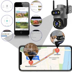 Podwójna Kamera WIFI IP Zewnętrzna Obrotowa 8MPX Detekcja Funkcje AI AUDIO [S-I] 9