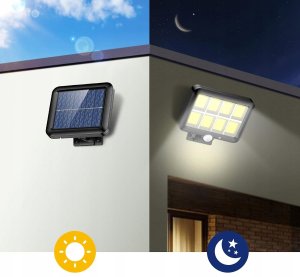 LAMPA SOLARNA LED CZUJNIK RUCHU ZMIERZCHU ZEWNĘTRZNA HALOGEN OGRODOWA PILOT 2