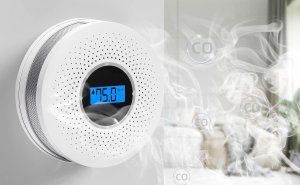 CZUJNIK DYMU I CZADU DETEKTOR TLENKU WĘGLA CO BEZPRZEWODOWY LCD GŁOŚNY 2