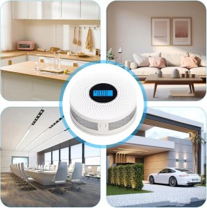 CZUJNIK DYMU I CZADU DETEKTOR TLENKU WĘGLA CO BEZPRZEWODOWY LCD GŁOŚNY 3