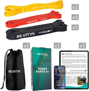 Revity Gumy do ćwiczeń oporowe Power Bands zestaw 3 sztuk 3-29 kg 6