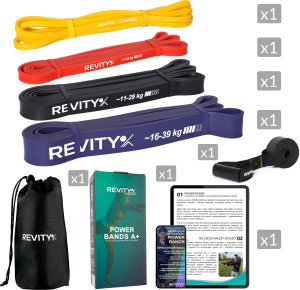 Revity Gumy do ćwiczeń oporowe Power Bands zestaw 4 sztuk 3-39 kg 8