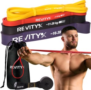 Revity Gumy do ćwiczeń oporowe Power Bands zestaw 4 sztuk 3-39 kg 9