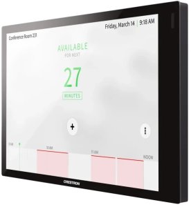 Crestron 7 in. Room Scheduling Touch Screen for Zoom Rooms® Software, Black Smooth, includes one TSW-770-LB-B-S light bar and one TSW-770/1070-MSMK-ANG-B-S multisurface mount kit 1