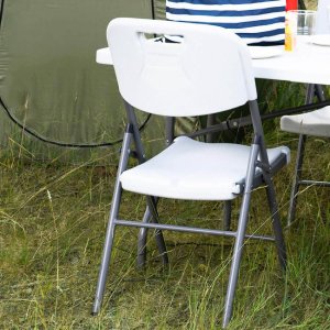 Springos Krzesła cateringowe składane 4 szt. turystyczne do ogrodu na piknik białe UNIWERSALNY 16